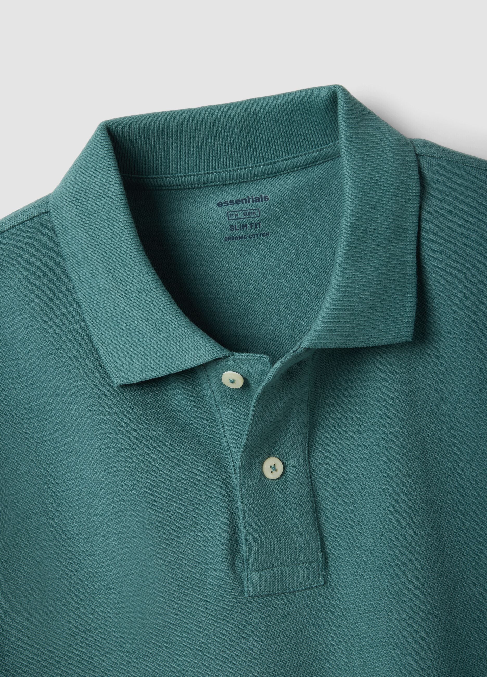 Green slim fit short sleeve pure cotton polo