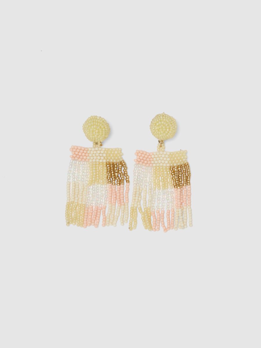 Orecchini pendenti multicolor con perline in vetro_0