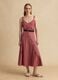 Pink regular fit cotton-linen blend top with lace details_1