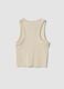 Beige fitted cotton-stretch printed vest top for girls_4