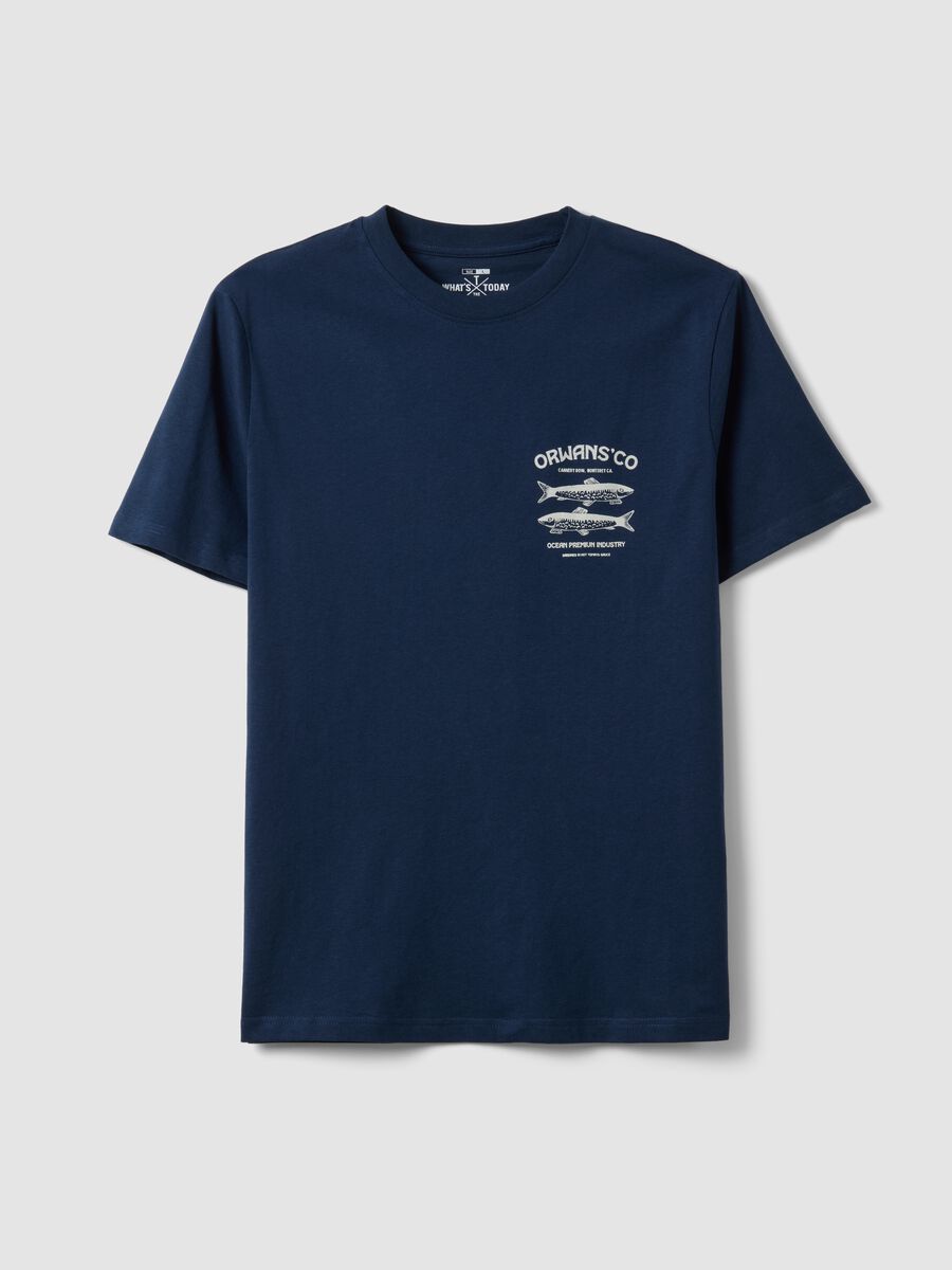 Blue short-sleeved T-shirt in 100% cotton_4