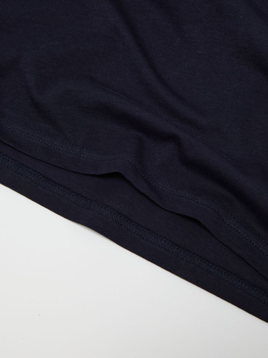 Blue pure organic cotton V-neck T-shirt_5