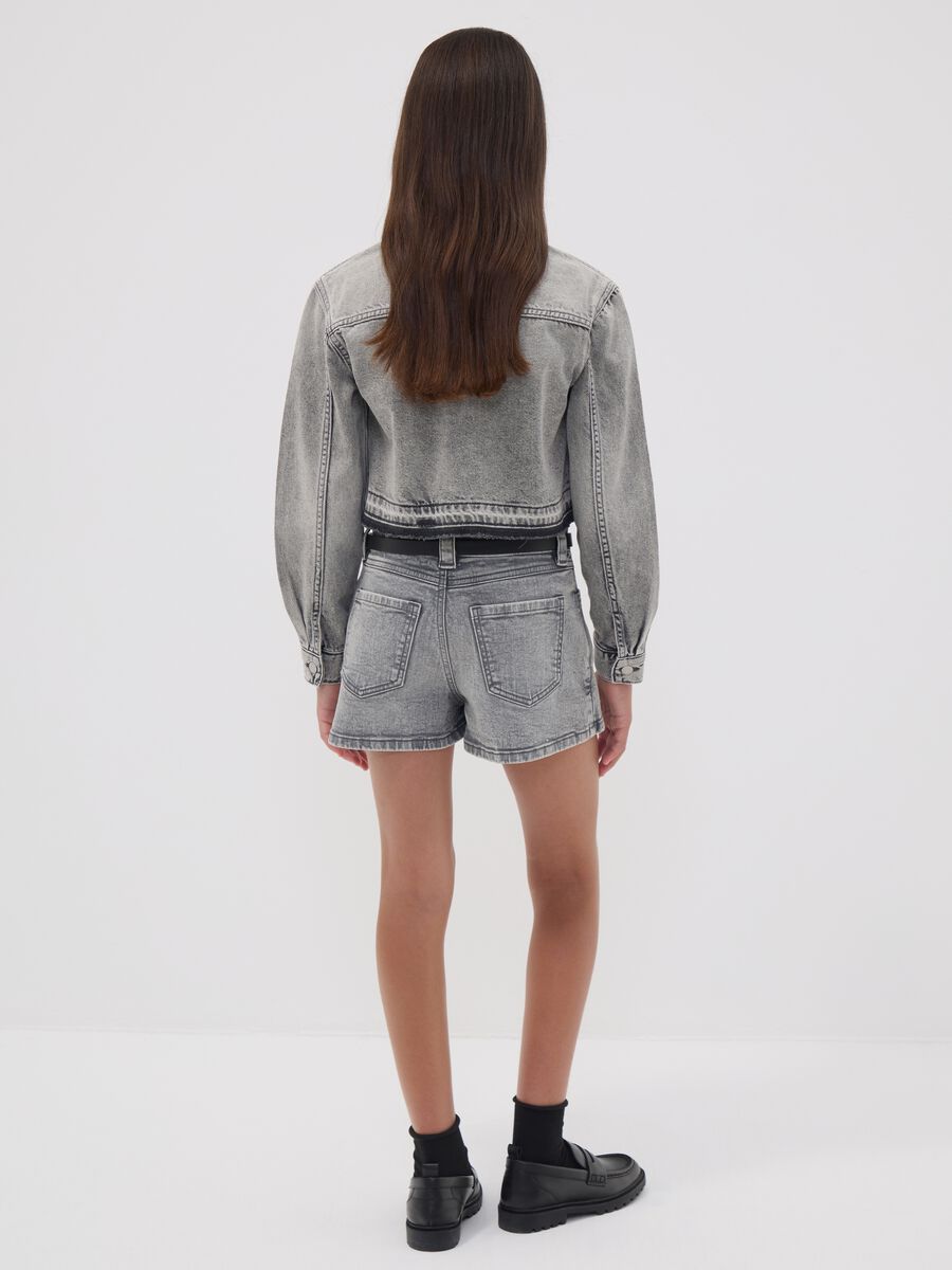 Girls&rsquo; grey stretch-cotton skort, regular fit_1