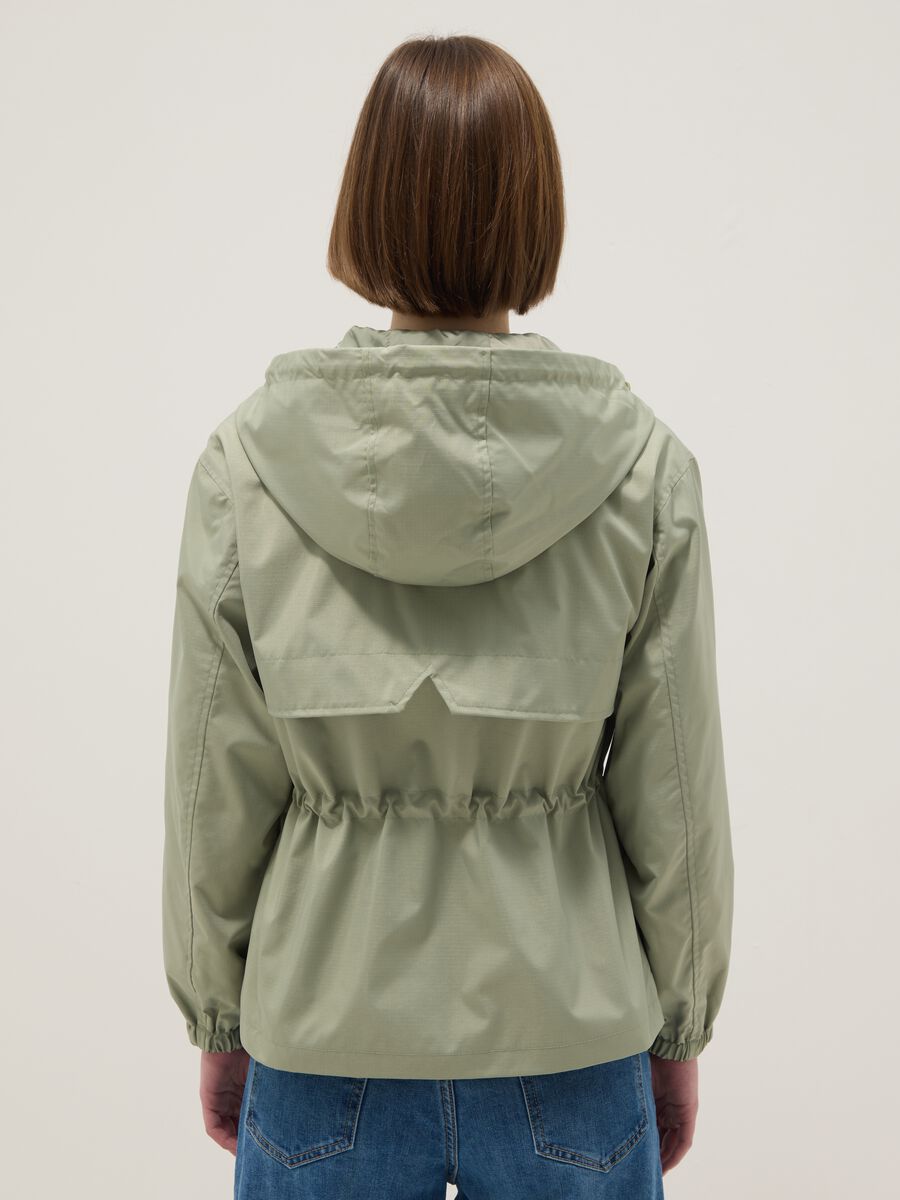 Green waterproof jacket with regular fit, pockets and hood_3