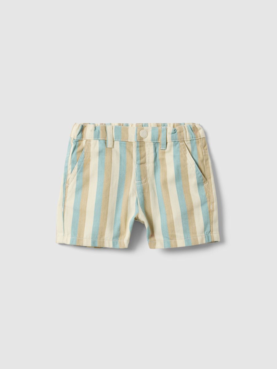 Multicolour striped pure cotton shorts for toddler_0