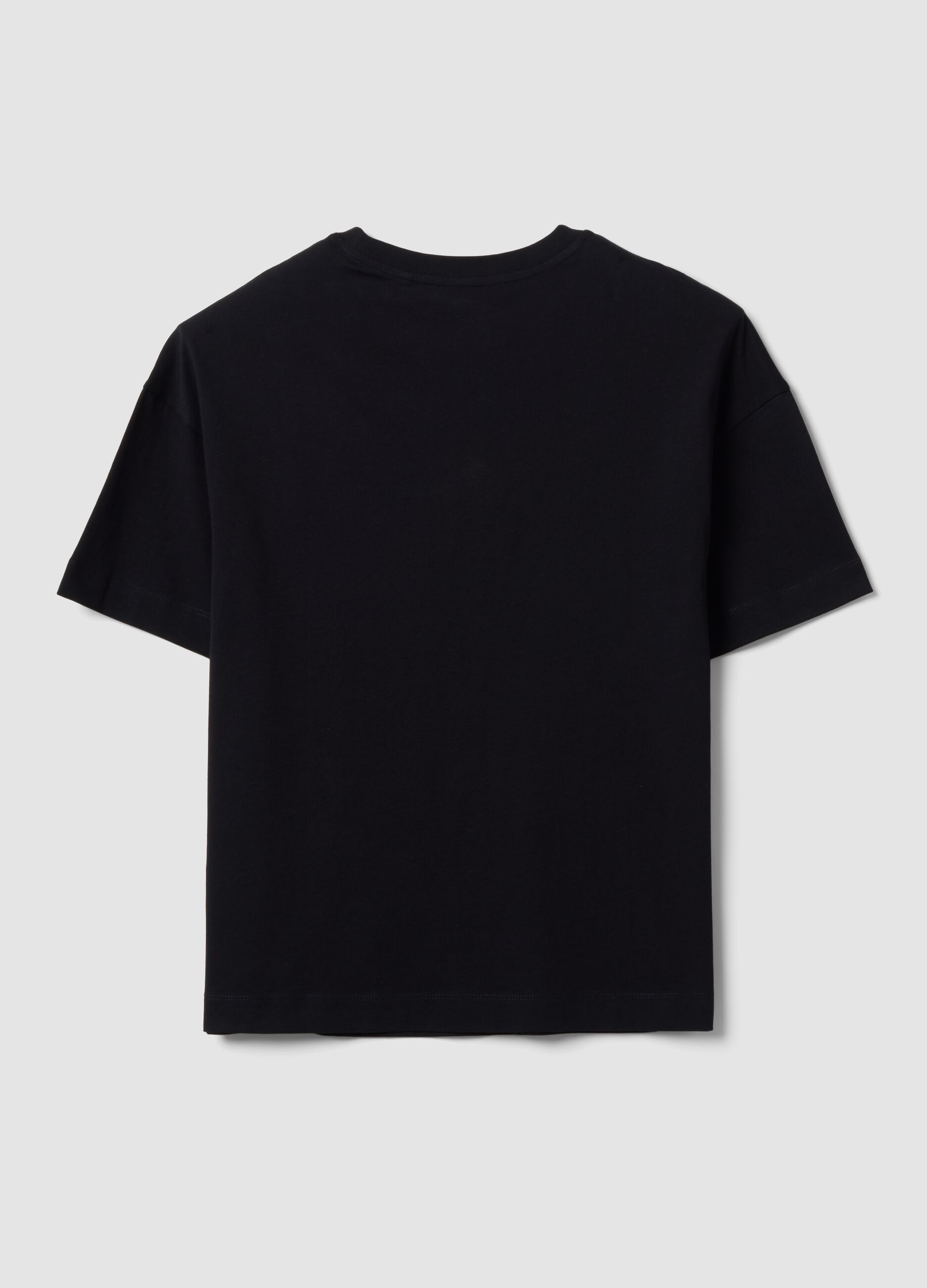Black oversized pure cotton short-sleeve T-shirt