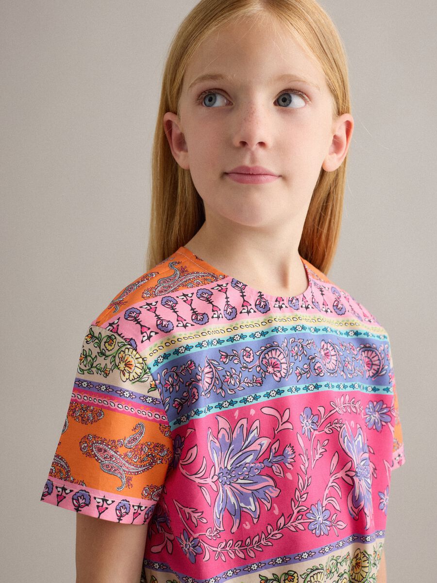 Multicoloured pure cotton shirt with front tie_2