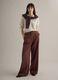 Brown straight chino trousers in viscose and linen blend regular fit_0