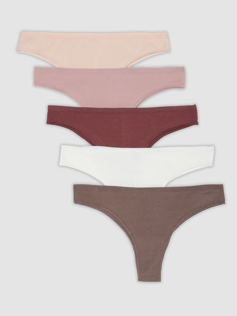 Multipack of five multicolour Brazilian briefs in stretch cotton_0