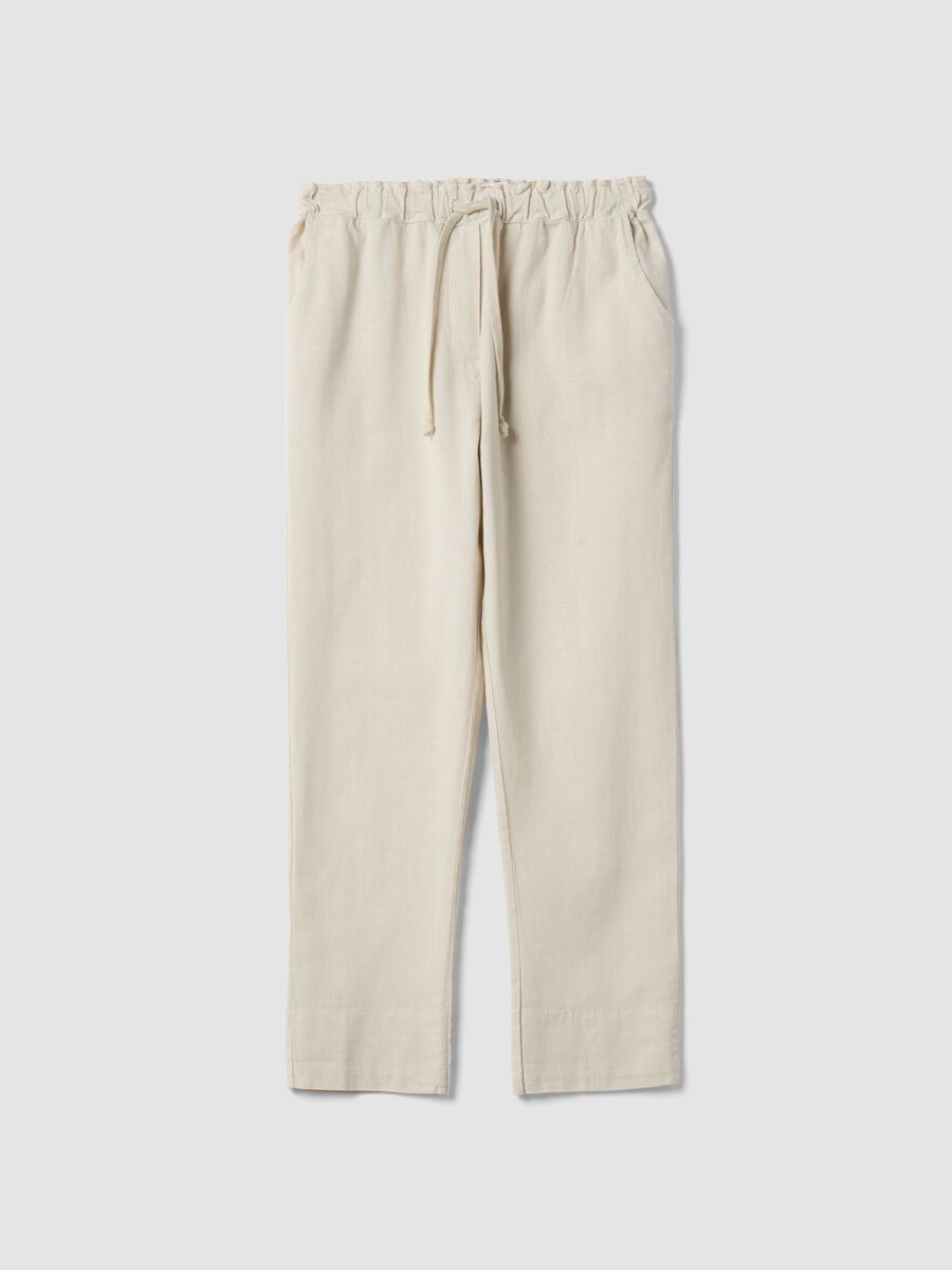 Beige linen-cotton blend trousers_4