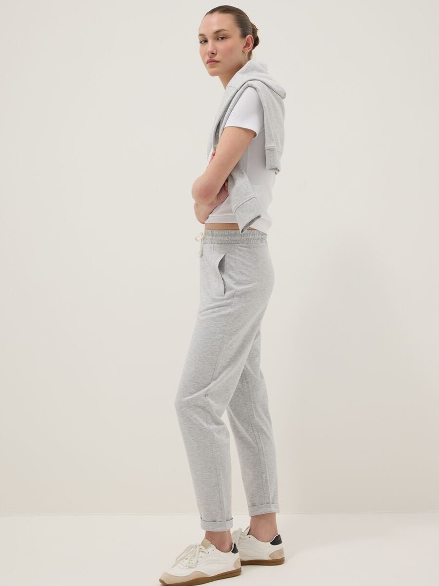 Grey pure cotton joggers, regular fit_3