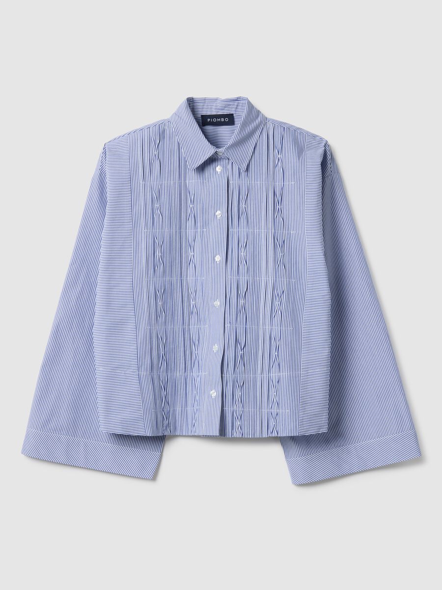 Oversized multicolour striped pure cotton shirt with pleats_4
