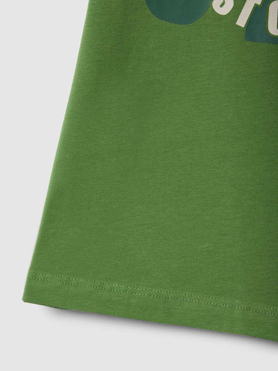 T-shirt in puro cotone verde regular fit per bambino con stampa_3