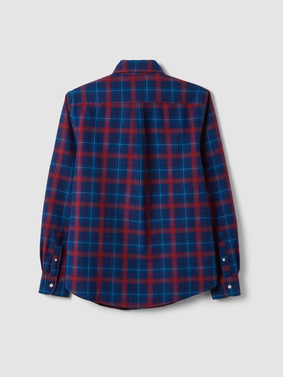 Camicia oxford blu a quadri in puro cotone regular fit_6