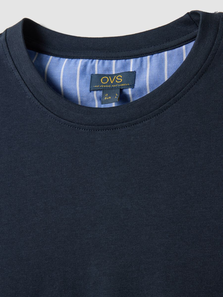 Blue short striped pyjamas in pure organic cotton jersey_5