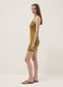 Green fitted ribbed stretch modal dress with straps_1