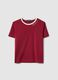 Red regular fit stretch cotton t-shirt with embroidered phrase_4
