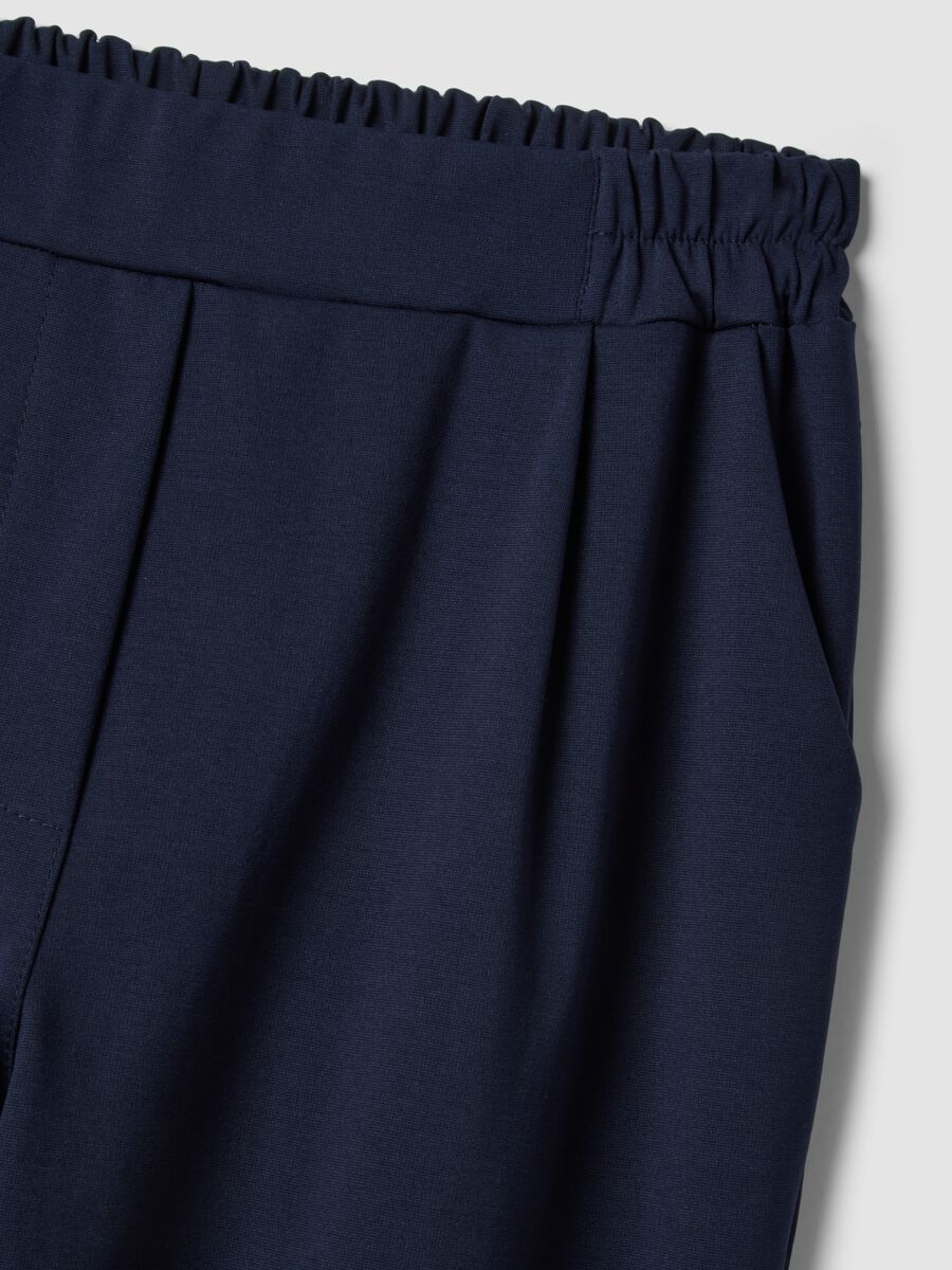Blue Stretch Cotton Blend Trousers Regular Fit_5