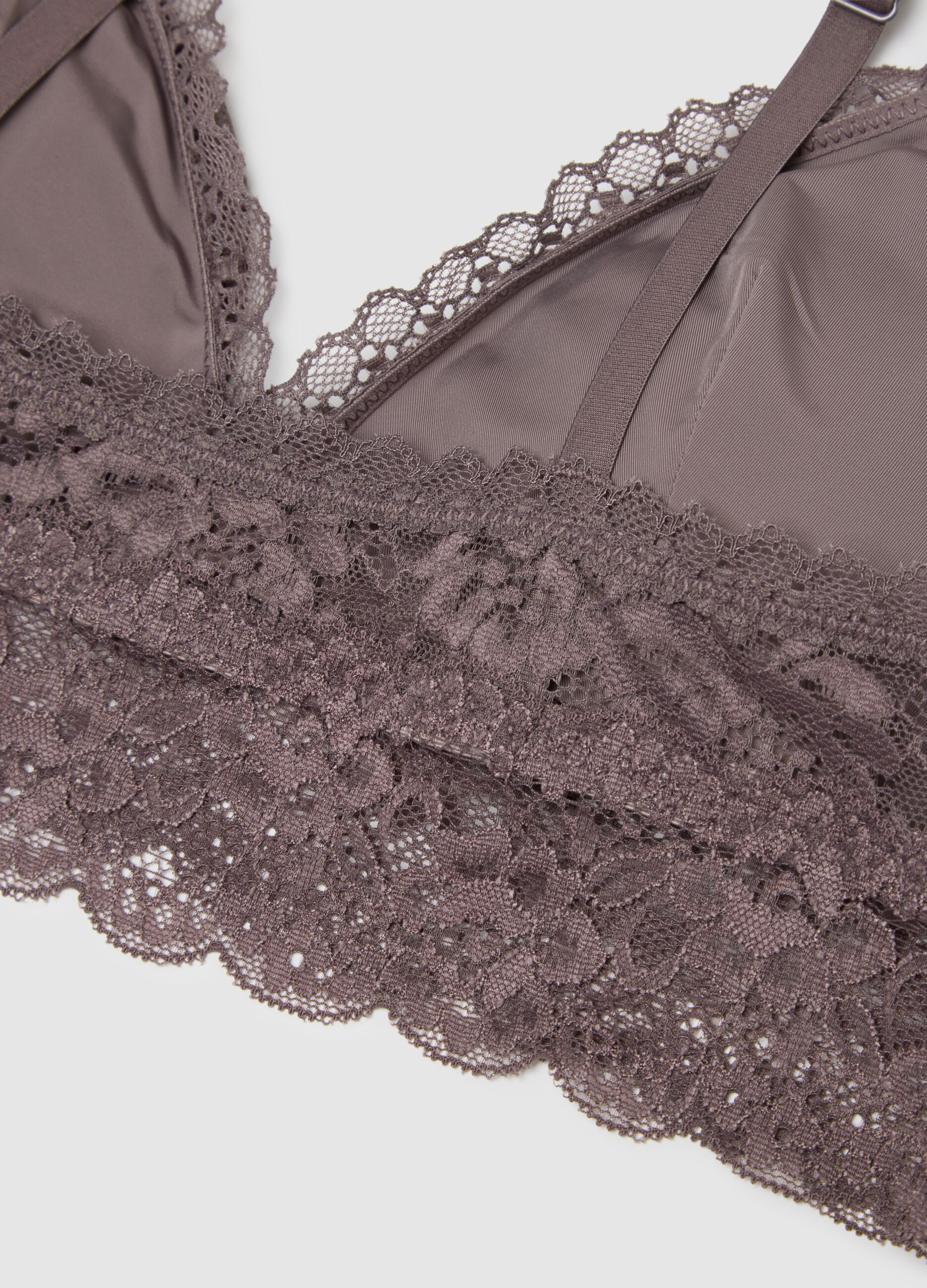 Brown lace wireless bra