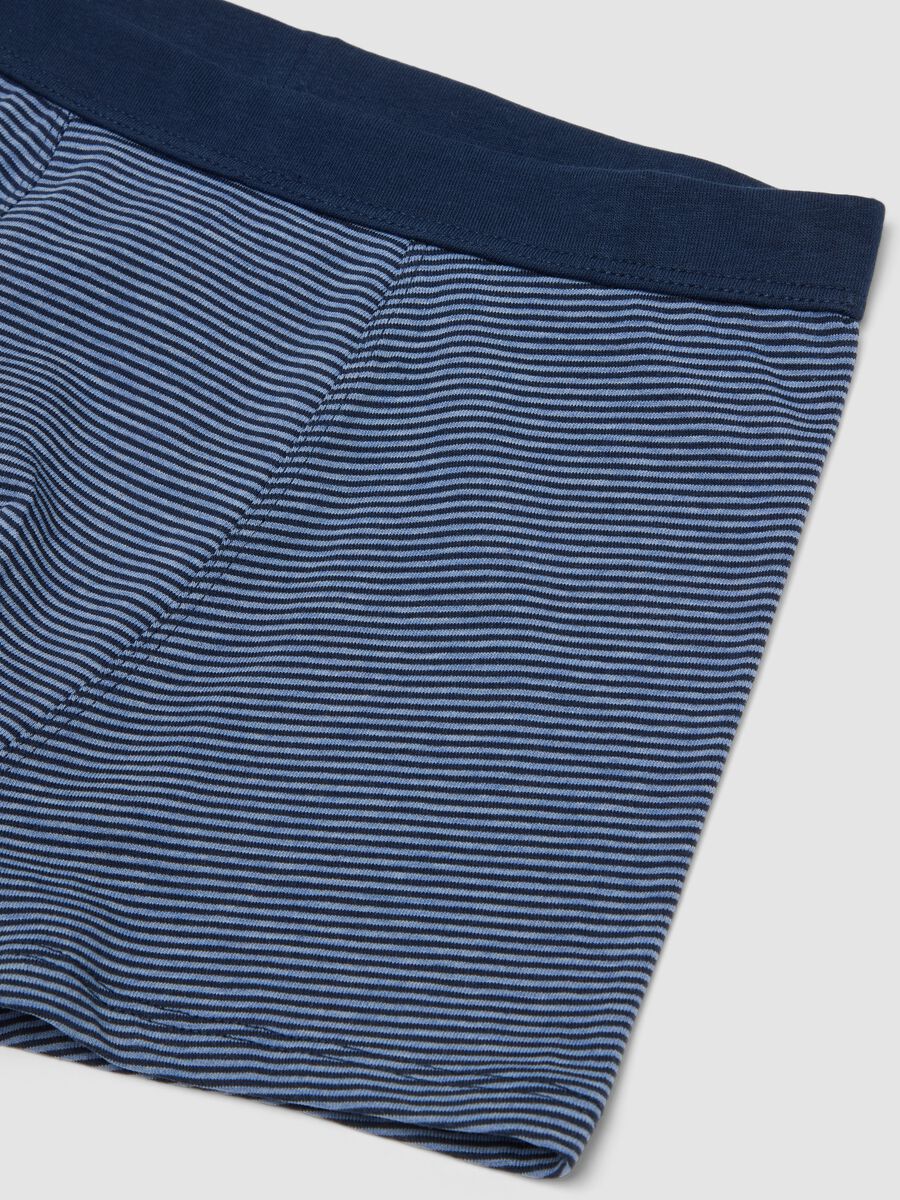 Boxer blu in cotone organico elasticizzato a righe per bambino_2