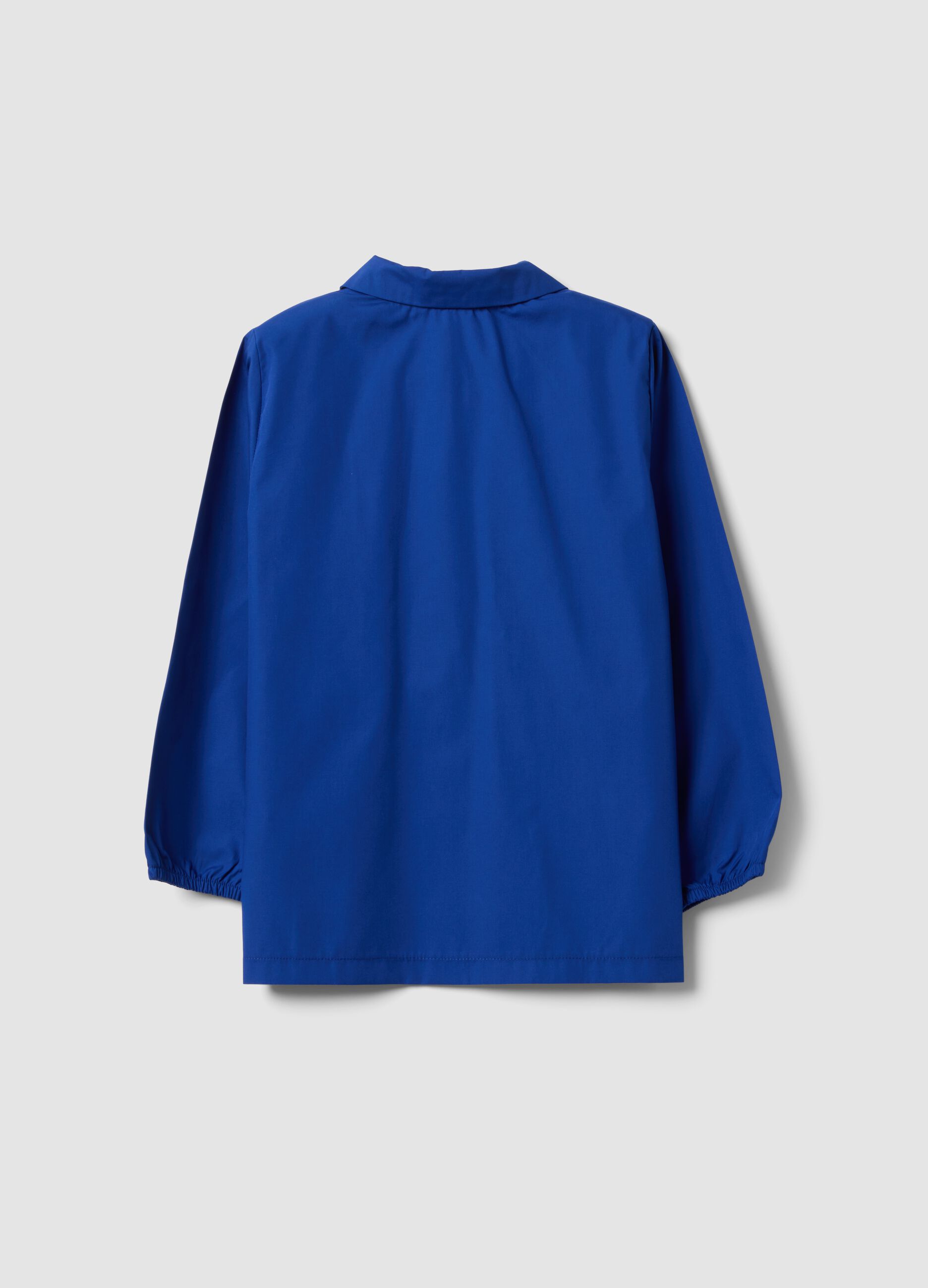 Blue school apron with Minecraft embroidery for boys