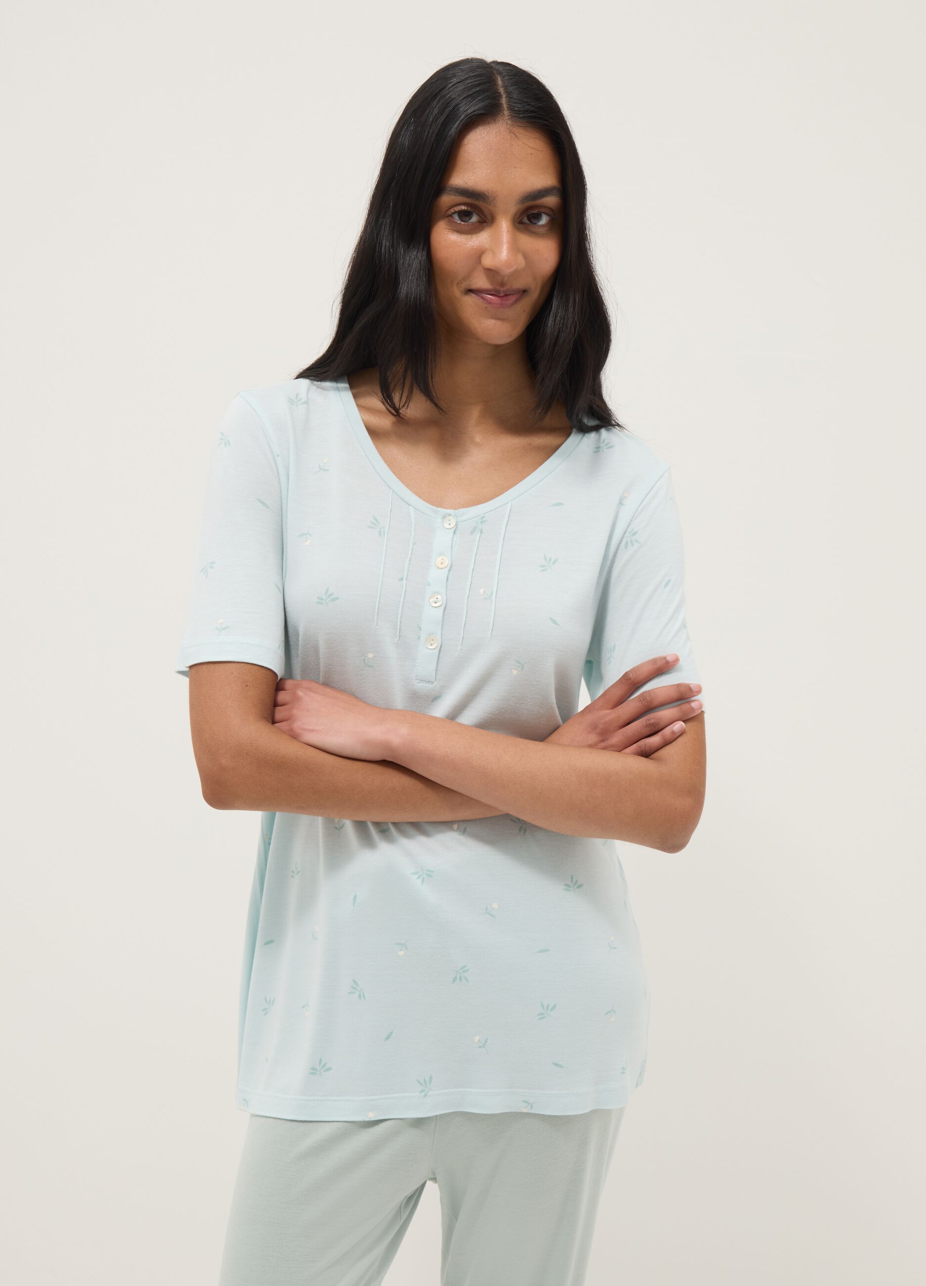 Blue pure viscose pyjamas regular fit