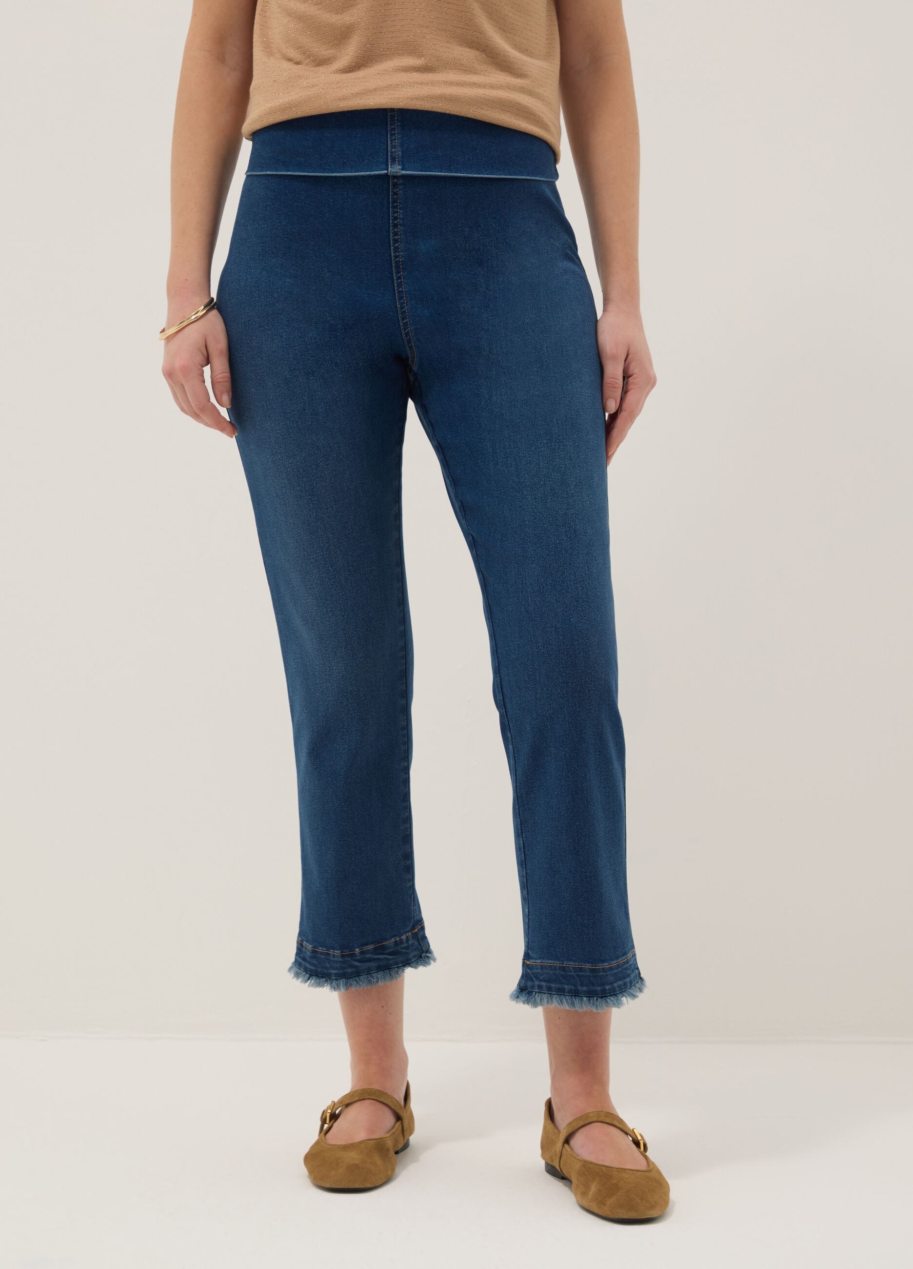 Blue Stretch Cotton Maternity Slim Trousers