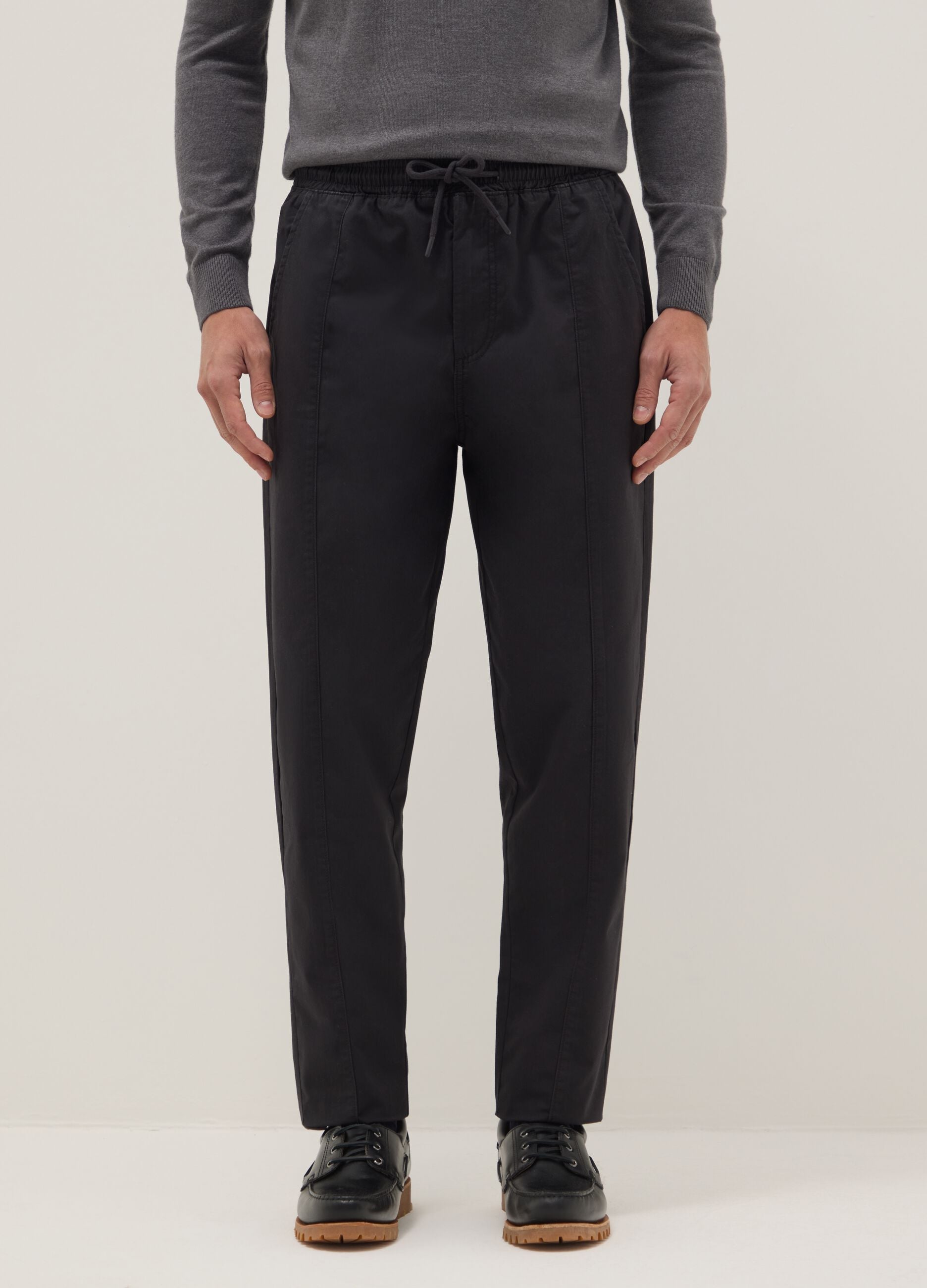 Pantaloni chino in puro cotone nero slim fit