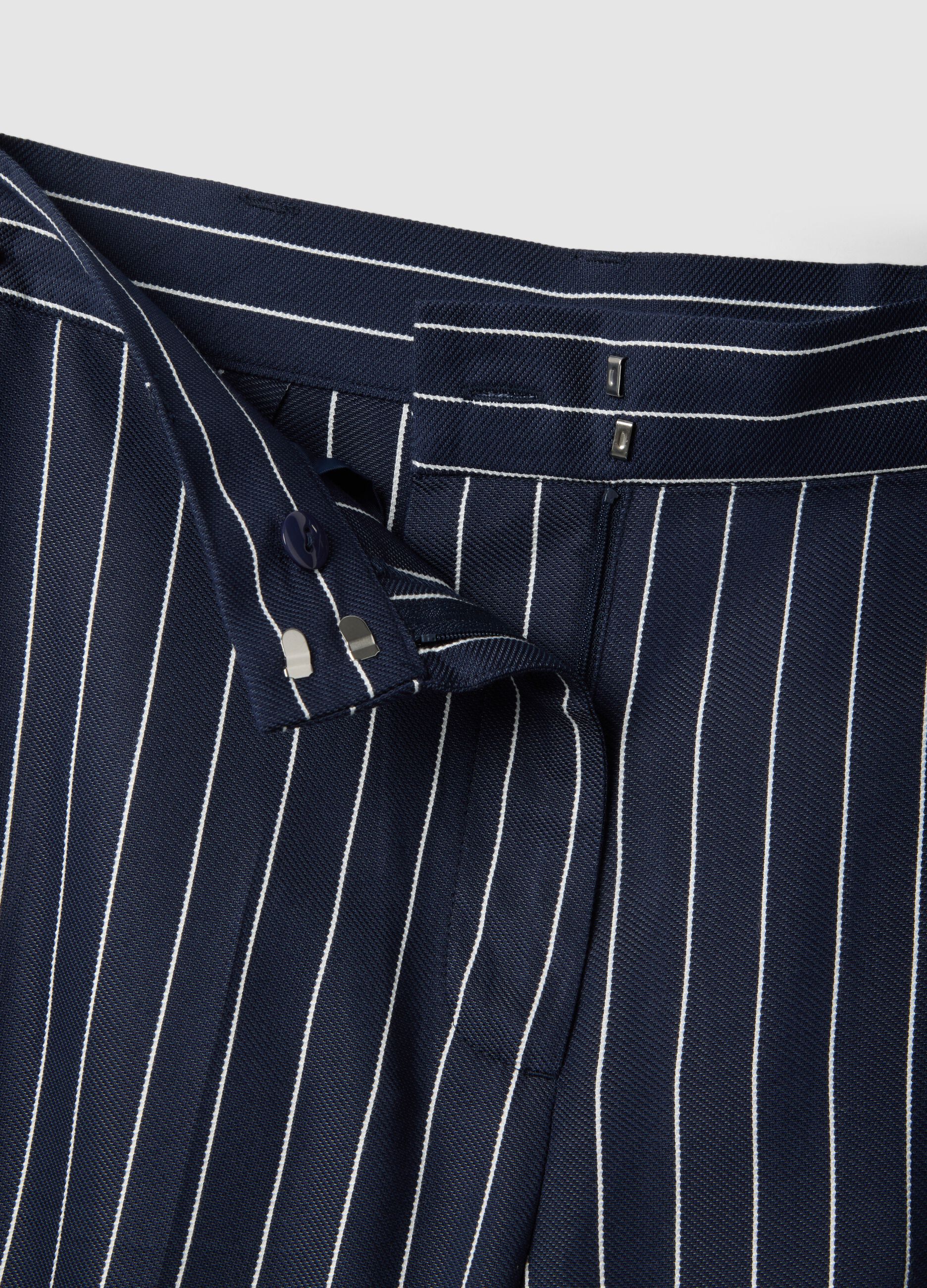 Multicolour Striped Viscose-Blend Oversize Fit Trousers