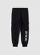 Black cotton-blend joggers with cargo pockets for boys_3