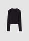 Girls&rsquo; black organic stretch cotton T-shirt with ribbed neckline_4