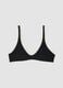 Black stretch fabric bikini top with white trim_4