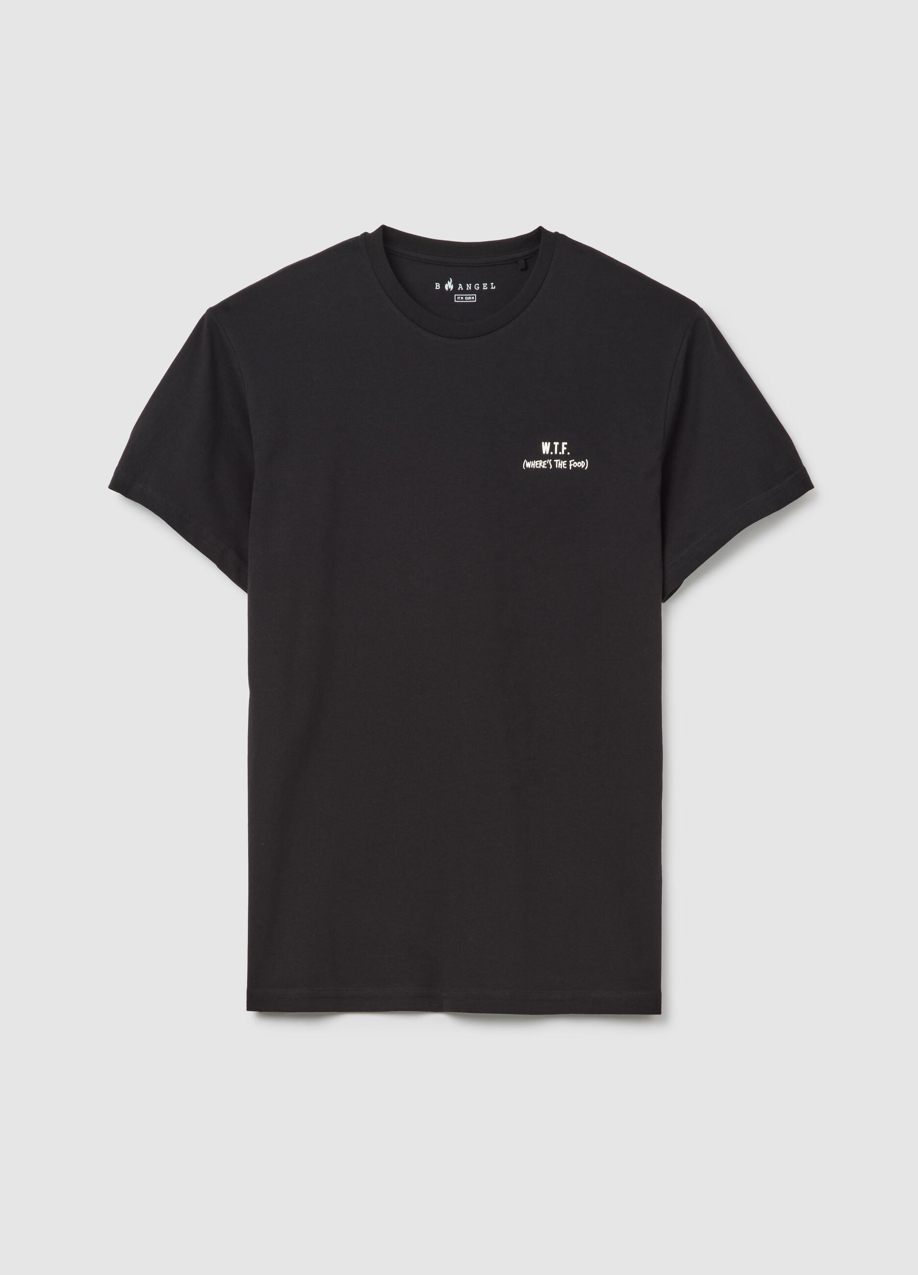 Men&rsquo;s black regular fit T-shirt in 100% cotton