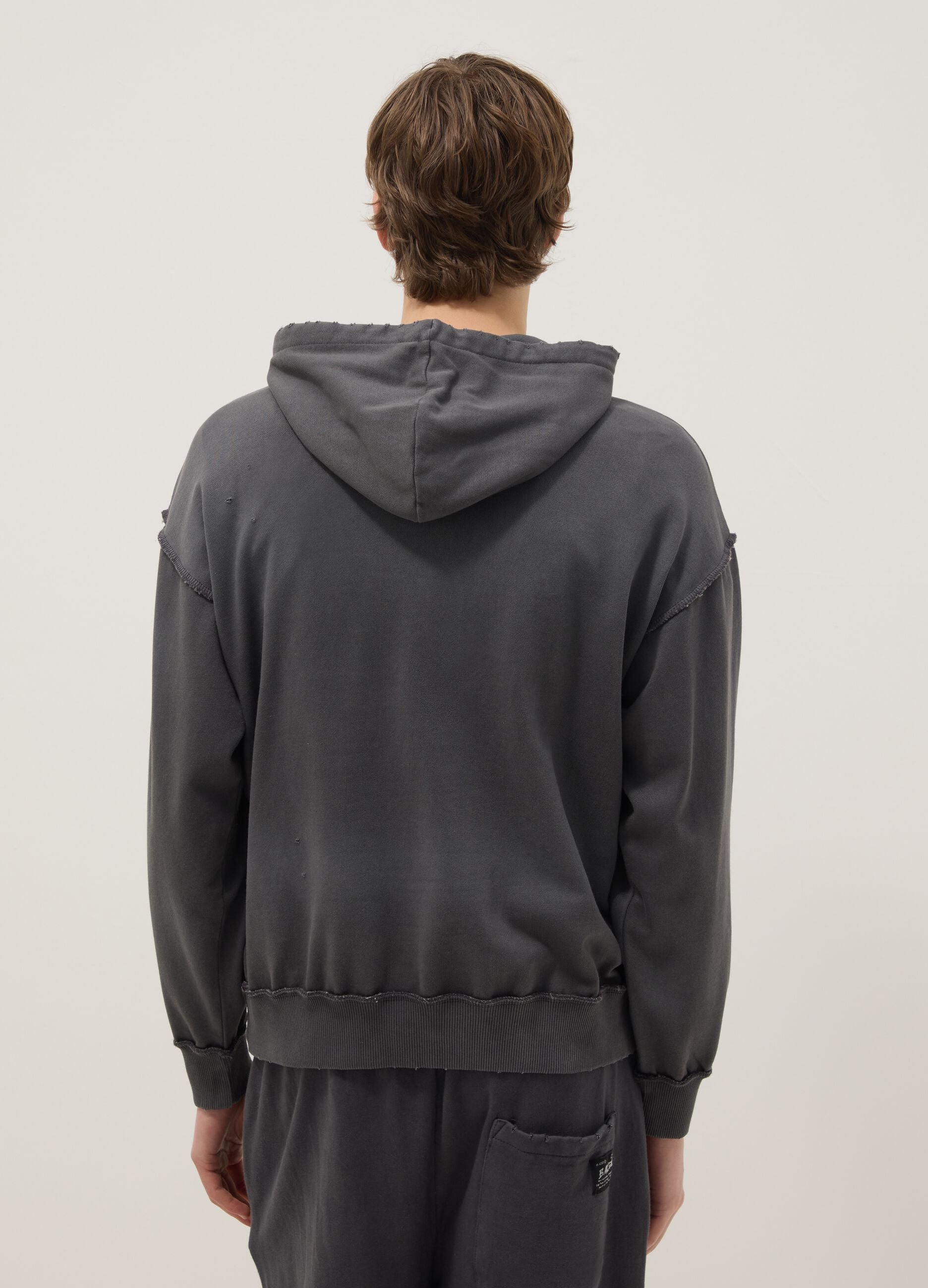 Grey oversized fit cotton blend hoodie
