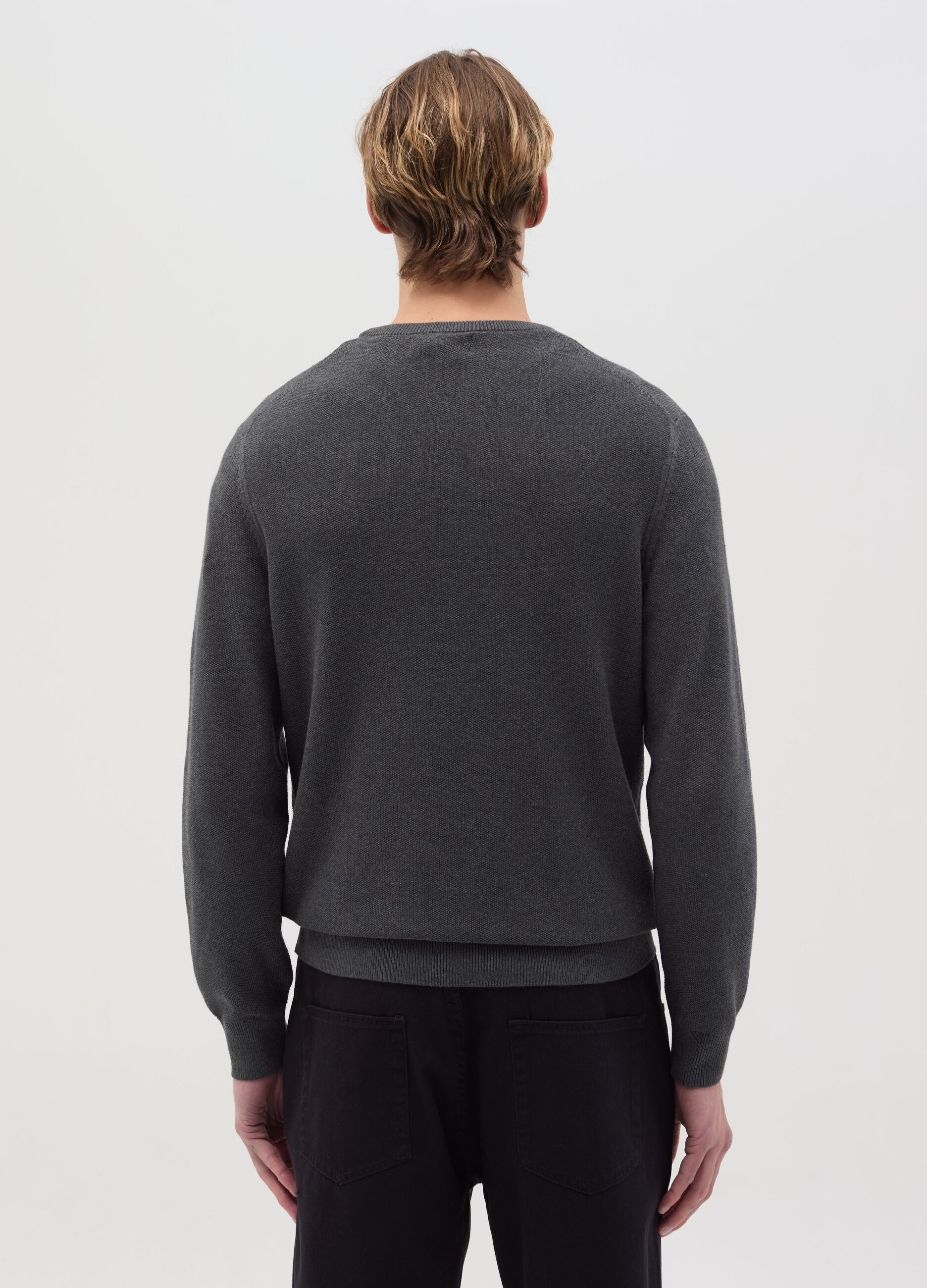 Cotton pullover with micro weave