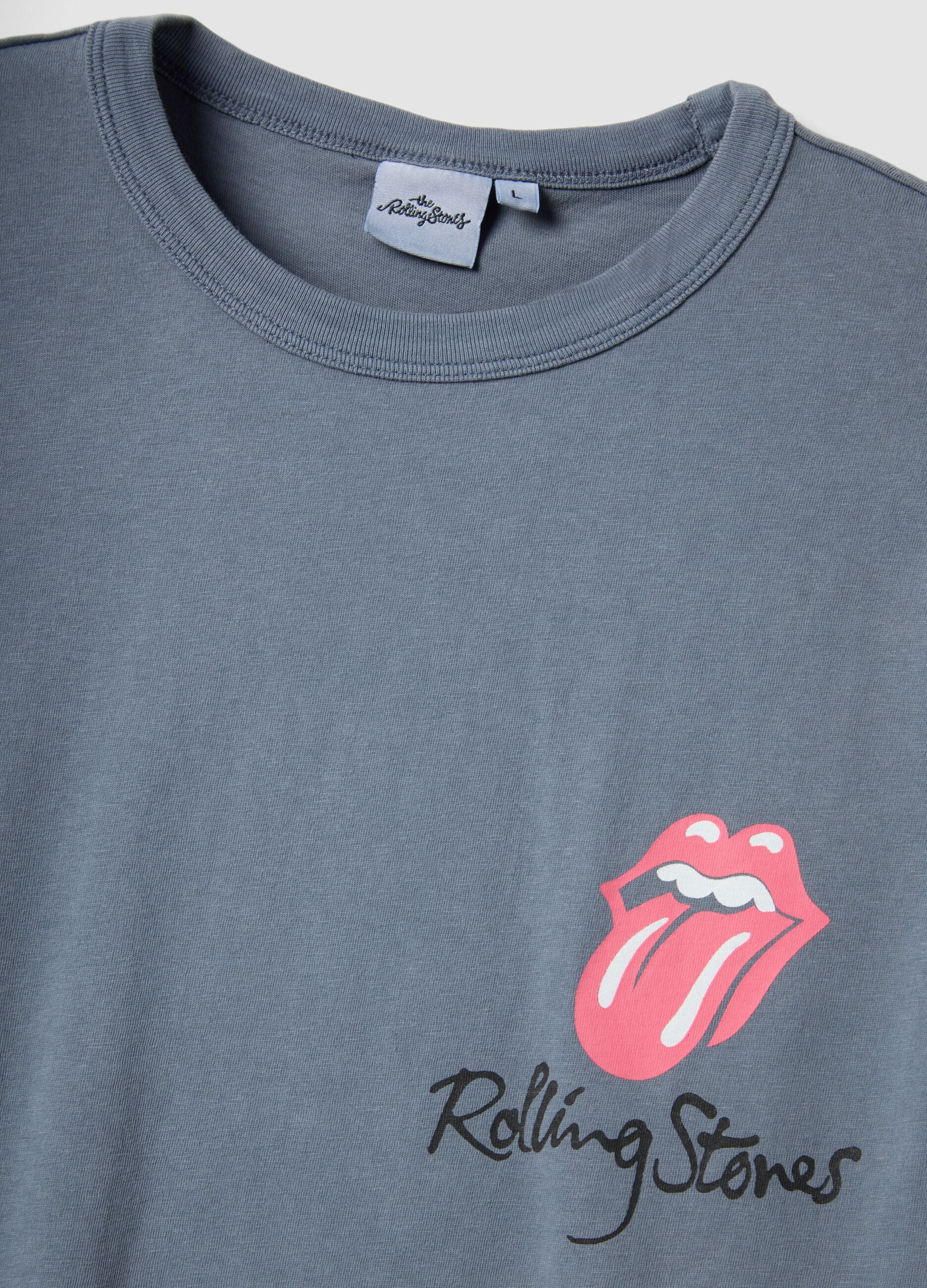 Grey regular fit pure cotton T-shirt with Rolling Stones print
