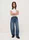 Girl's blue pure cotton balloon jeans with regular fit_0
