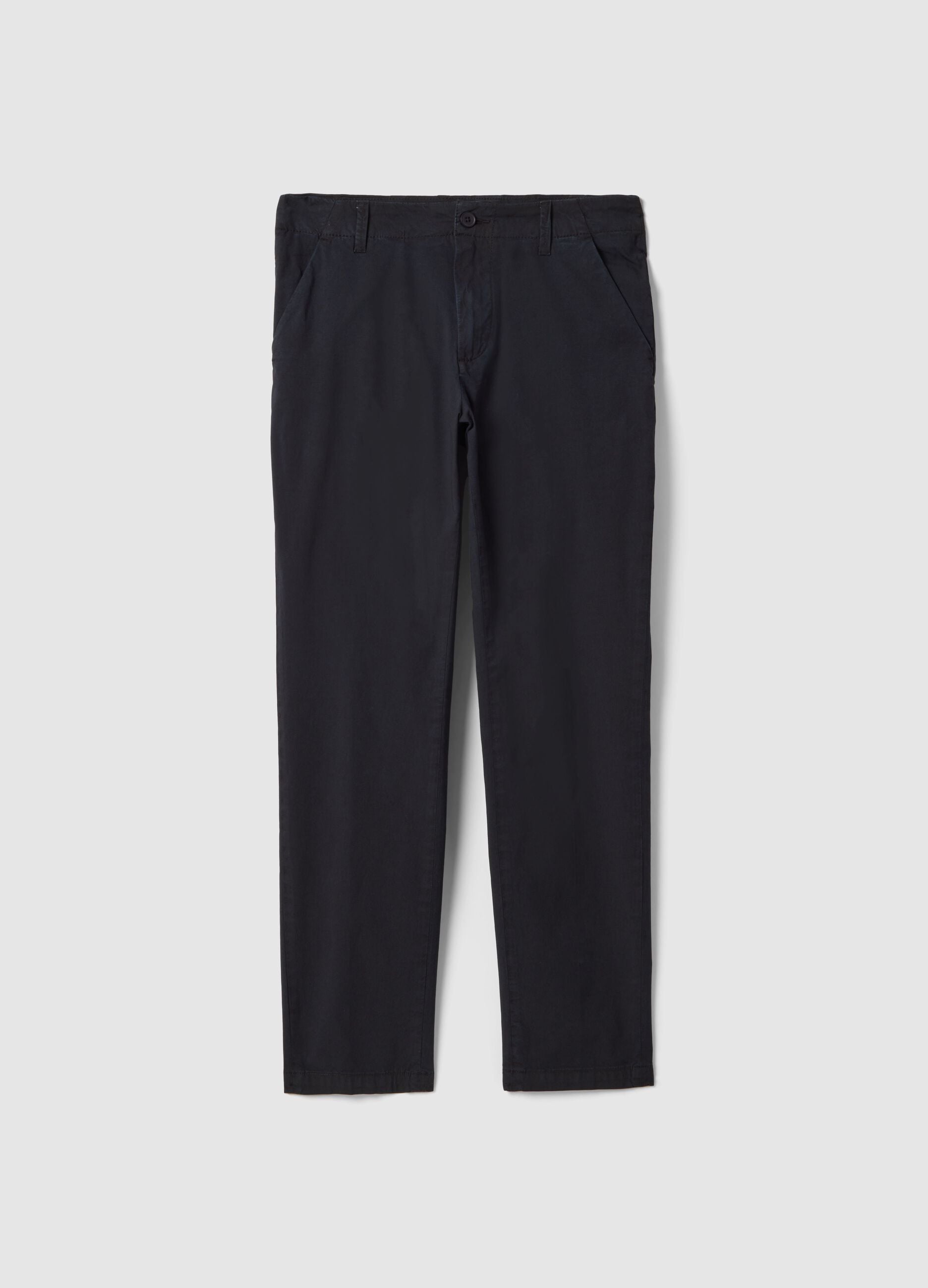 Black slim fit stretch cotton chino trousers