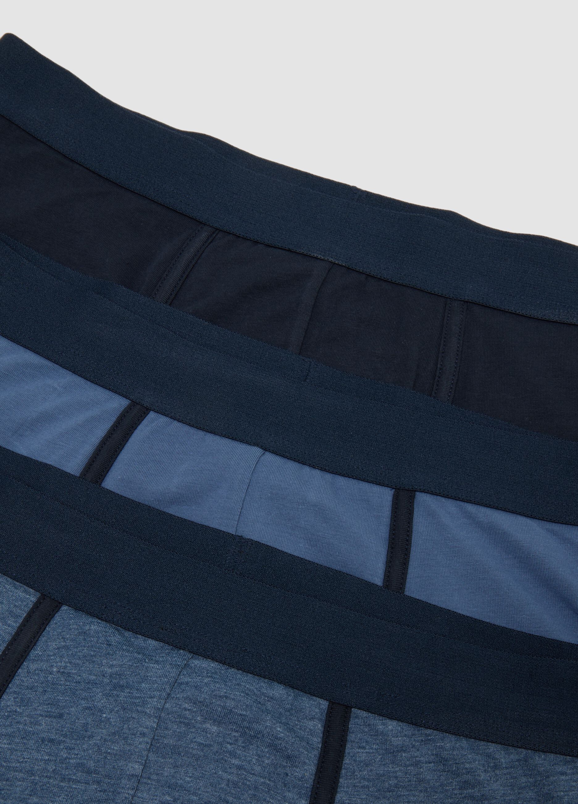 3-pack of blue and black midi boxer shorts in stretch organic cotton