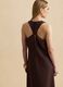 Brown linen-viscose blend V-neck dress, regular fit_3