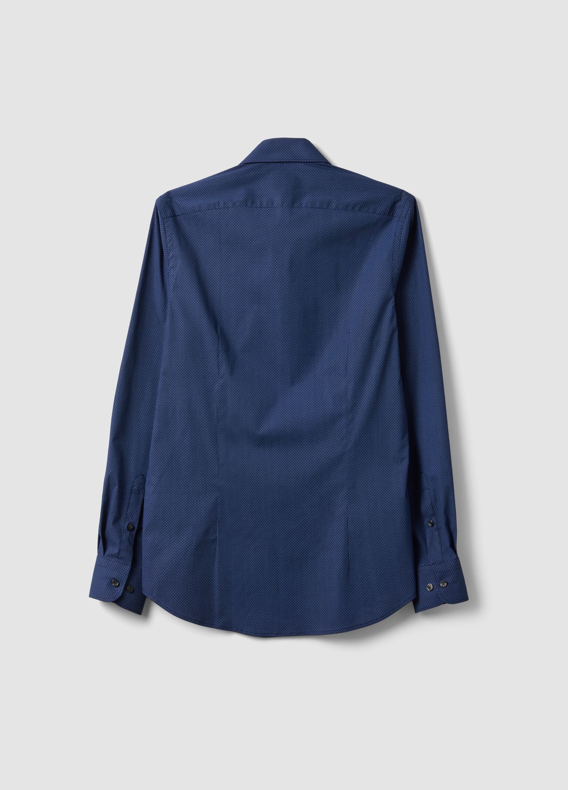 Blue slim-fit stretch cotton poplin shirt