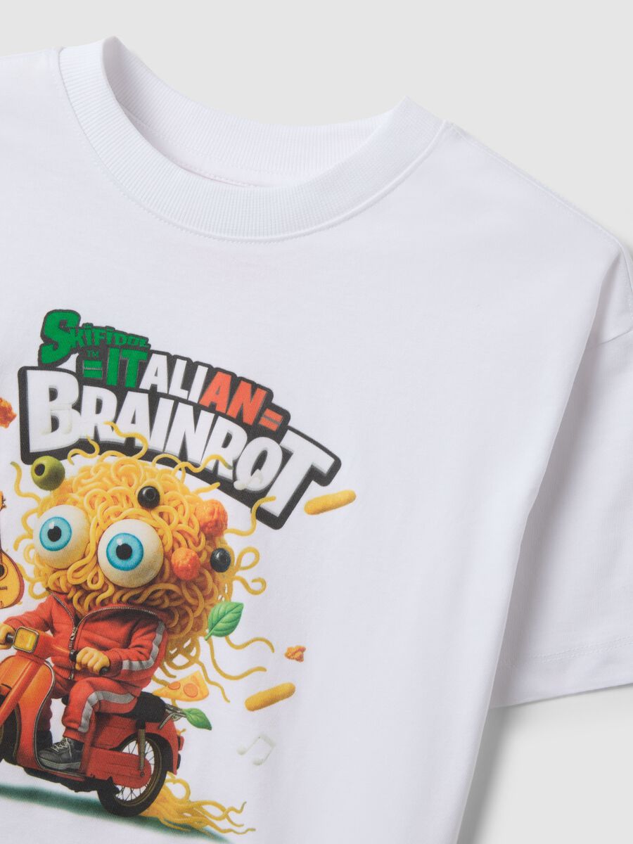 Children's white pure cotton T-shirt regular fit with print_3