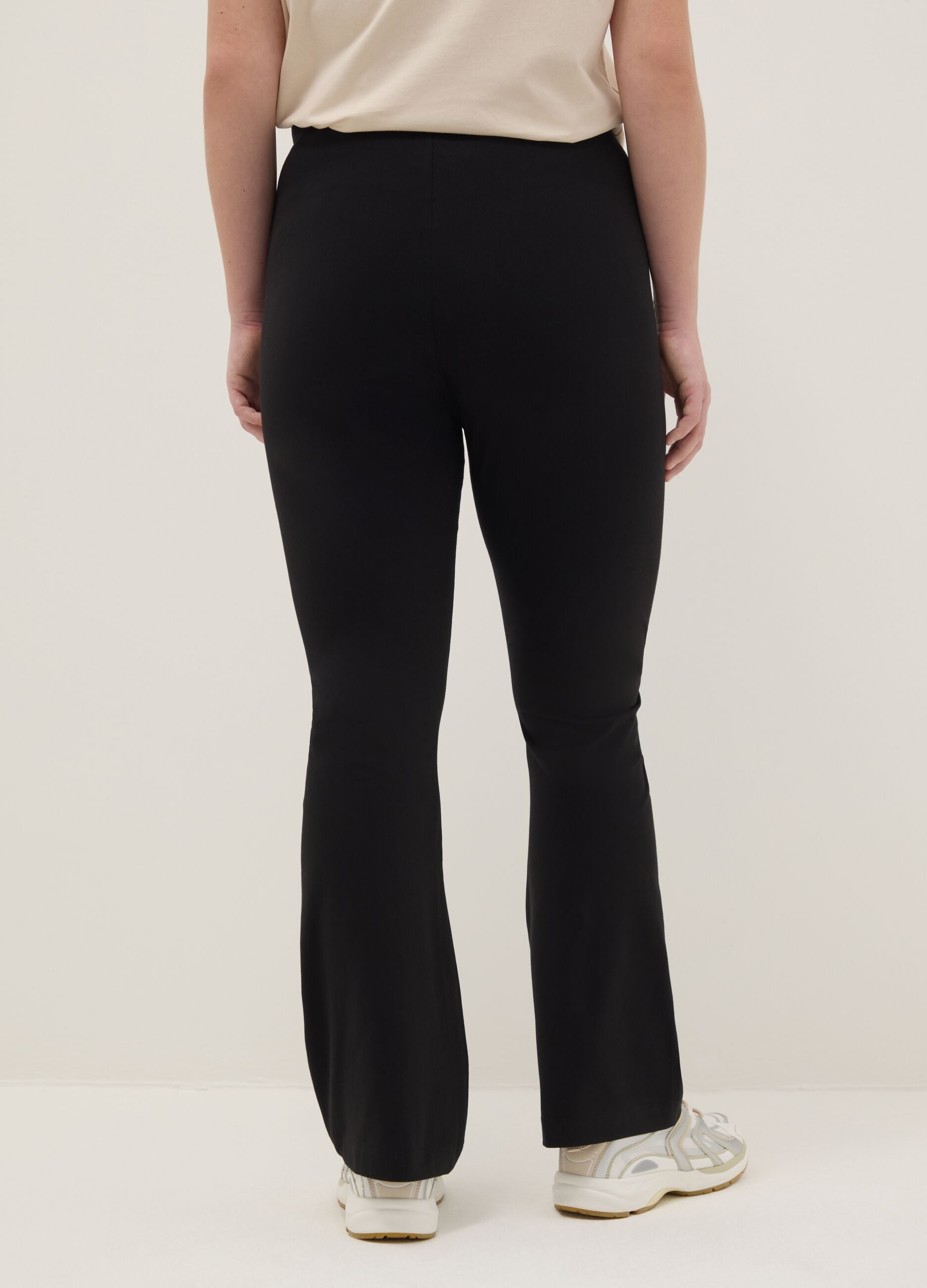 Black stretch cotton flare leggings