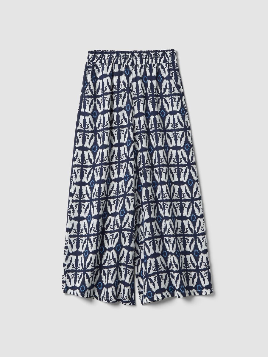 White pure-viscose printed trousers, regular fit_4