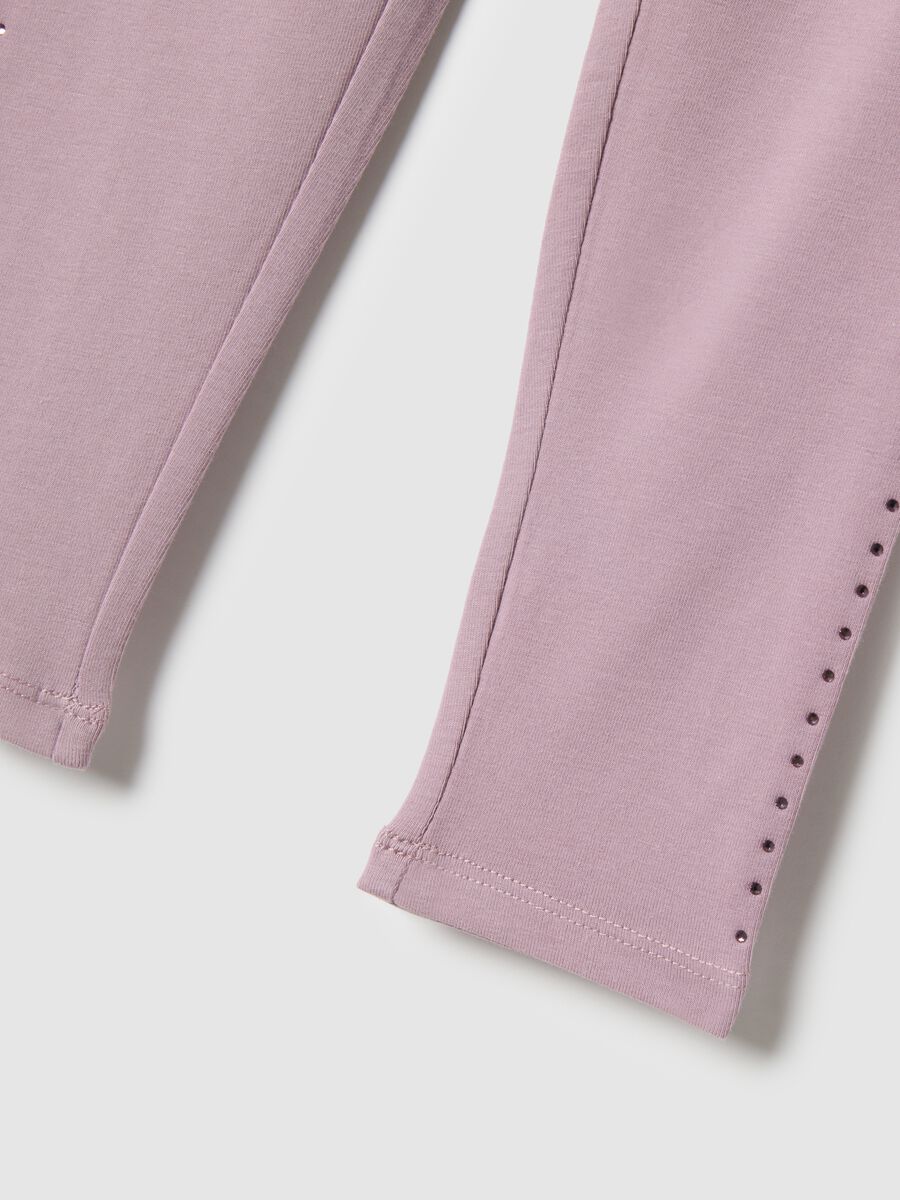 Girls' Stretch Cotton Pink Skinny Fit Leggings_3