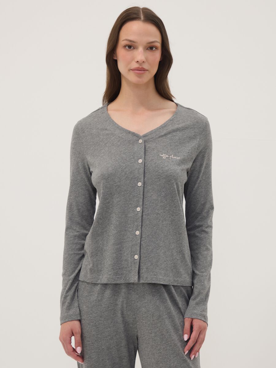 Grey cotton-viscose blend pyjama T-shirt_2