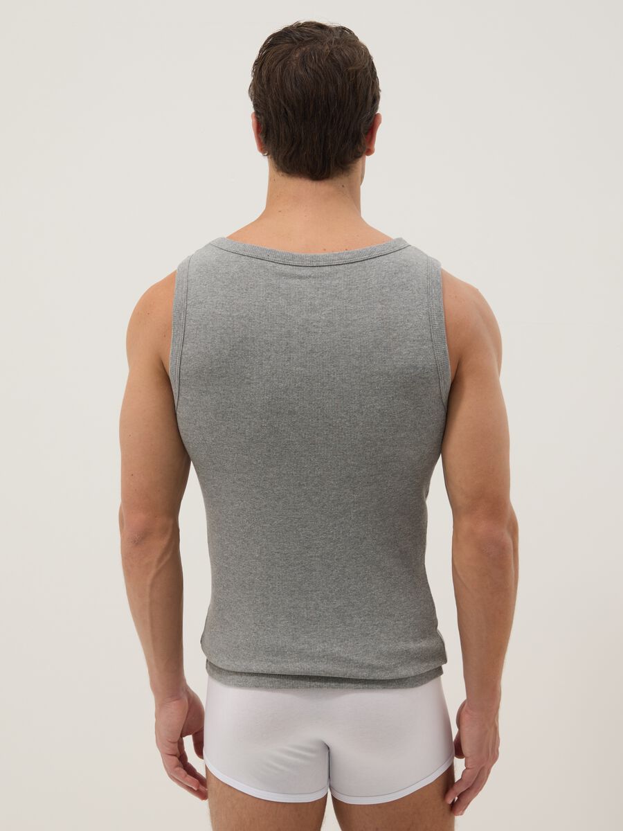 Grey regular fit cotton tank top_2