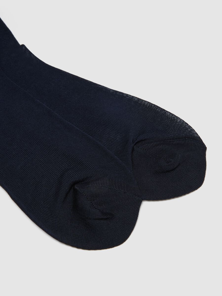 Blue pure cotton regular fit long socks tripack_2