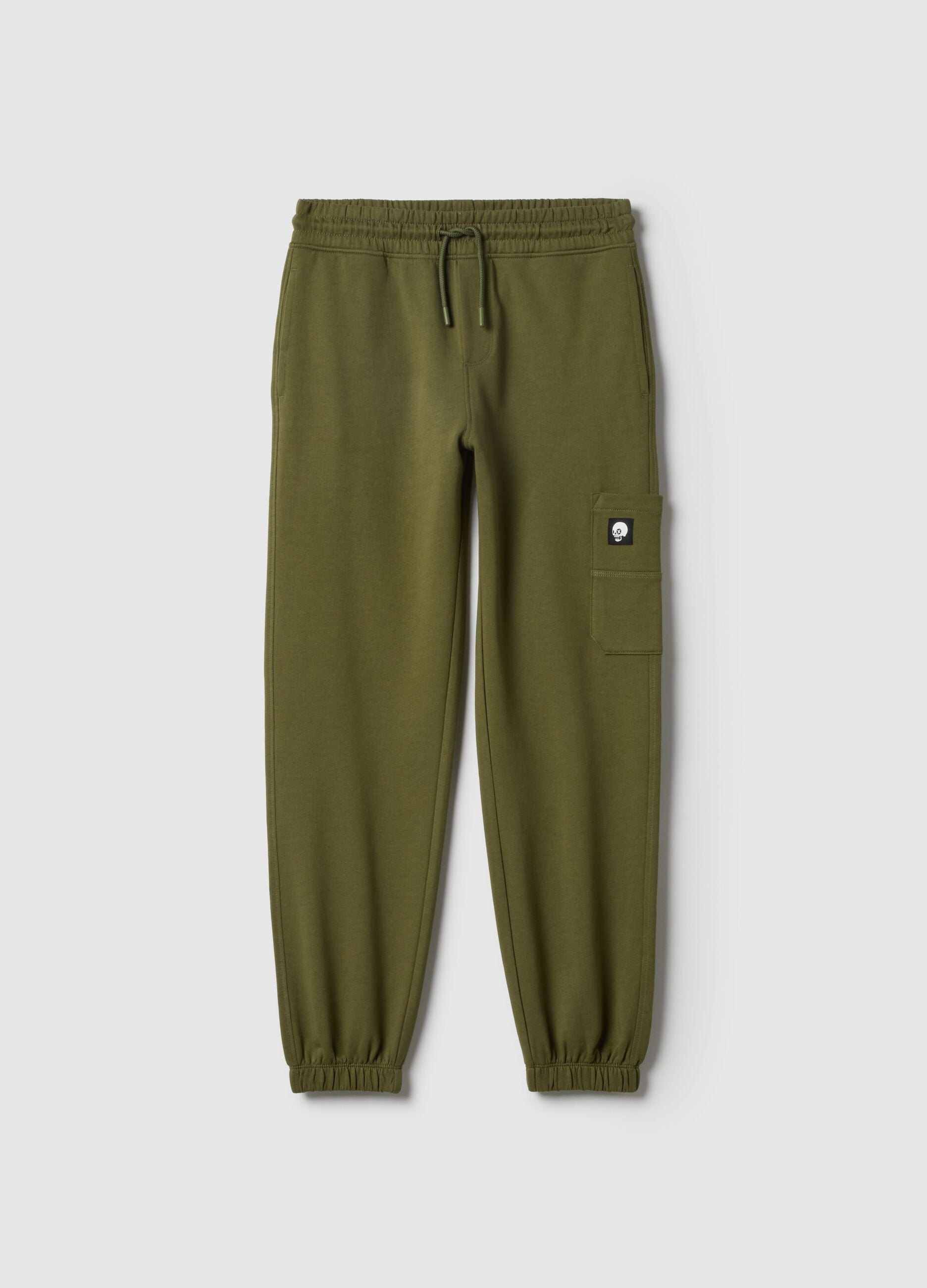 Boys' green pure cotton jogger trousers regular fit