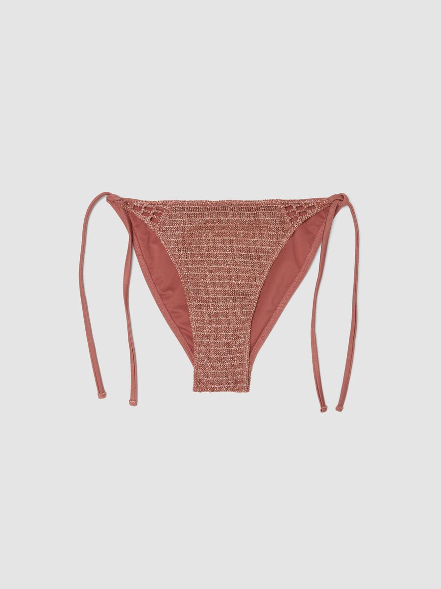Pink bikini bottoms with metallic crochet side ties_4